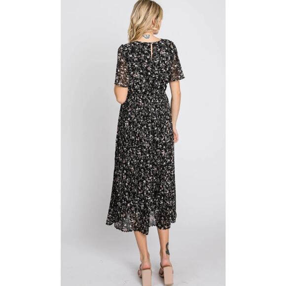 Baltic Born Belfast Pleated Midi Dress Size XL in Black Floral - Picture 4 of 15